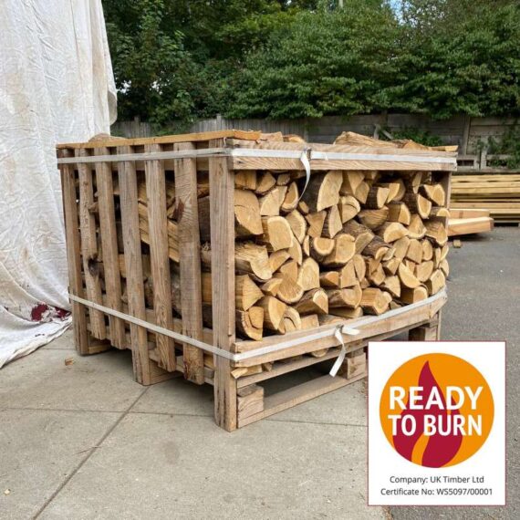 Crate of Kiln-Dried Oak Hardwood Firewood